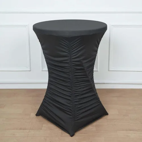 Vista 4 de Efavormart - Mantel para mesa de cóctel, color negro, de 32 pulgadas, plisado, resistente, de elastano, para mesa de cóctel, boda, fiesta, bar
