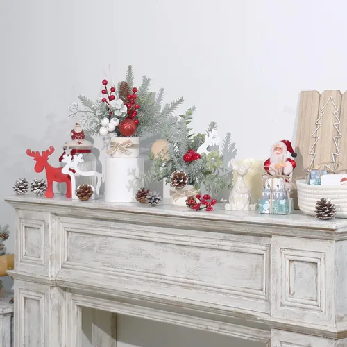 Vista 4 de JIALEIXI Pequeño mini árbol de Navidad de mesa, maceta artificial de 12 pulgadas para decoración de Navidad, para decoración de Navidad