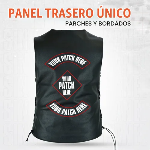 Vista 2 de Daniel Smart Motorcycle Vest for Women Open Neck Leather Vest with Unique Design and Inside Carry Pockets