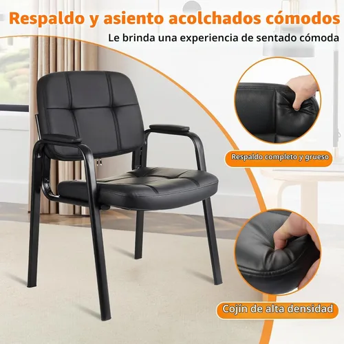 Vista 5 de CLATINA Silla de recepción de invitados, sillas de sala de conferencias, sillas de sala de espera con brazos acolchados, silla de escritorio sin