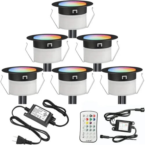 Vista 15 de FVTLED Kit de luces LED para cubierta, 20 piezas Φ1.22 D31 WiFi control de teléfono inteligente de bajo voltaje empotrado RGBW iluminación de Rgbw