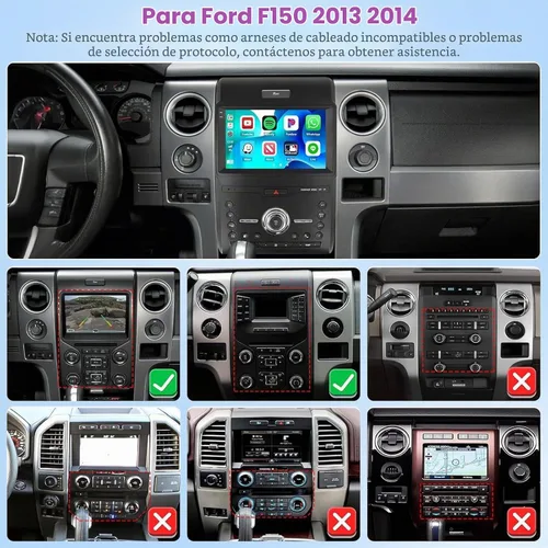 Vista 3 de 2+64G Android 15 Radio de coche para Ford F150 2013 2014 Carplay inalámbrico Android Auto, 9 pulgadas IPS pantalla táctil estéreo del coche