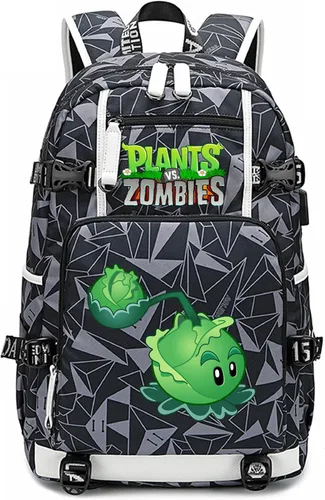 Vista 27 de ISaikoy Game Plants vs. Zombies - Mochila de hombro para libros, mochila escolar, color gris, Gris 15, Mochilas Daypack