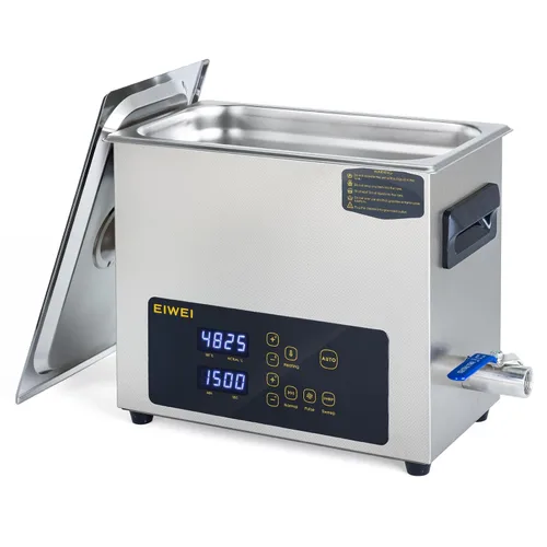 Vista 11 de Limpiador ultrasónico profesional de 3 litros (0.85 galones) con perilla de potencia ajustable para joyería, con calentador y temporizador