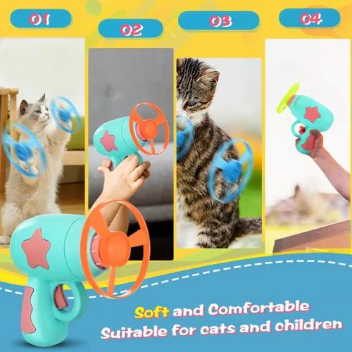 Vista 5 de 1 Unidades Divertido Gato Fuera Del Gatito Lanzador Pistas De Gato Platillo Lanzador De Discos Disparo Interior Interactivo Juguete Volador Disco