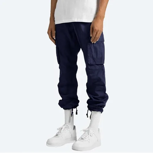 Vista 2 de GDJGTA Pantalones cargo de cintura elástica para hombre, casuales, de pierna recta, cómodos, para correr, con bolsillo multitejido