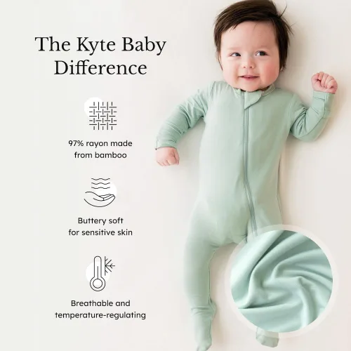 Vista 109 de KYTE BABY Pies unisex con cierre de cremallera, rayón hecho de bambú, 0-24 meses