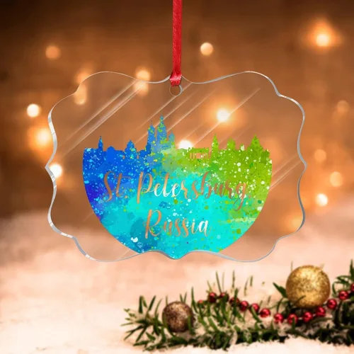 Vista 10 de Países Bajos Rotterdam Adornos de Navidad Países Bajos Rotterdam Acuarela Arte Paisaje urbano Adorno de Navidad Acrílico Colorido Horizonte