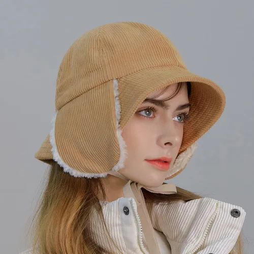 Vista 2 de Sombrero de pescador de pana con orejeras Sunny Ear Solaps Correa de barbilla Trapper Trooper Hat