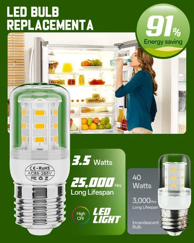 Vista 2 de Bombilla LED de refrigerador BOGDA de repuesto para refrigerador frig-idaire 5304511738, bombilla de refrigerador KEI D34L, bombilla LED de 3.5W