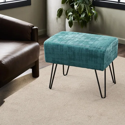 Vista 4 de Home Soft Things Otomana rectangular de terciopelo mullido de color verde ágata de 19 pulgadas para sala de estar, banco de entrada de espacio