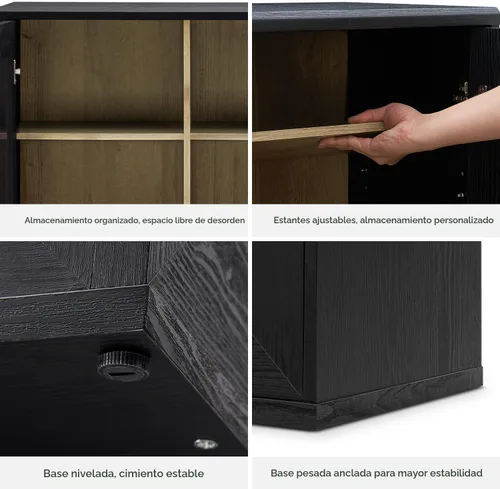 Vista 6 de mopio Blake Centro de entretenimiento de 4 piezas con almacenamiento, cómoda gabinete de almacenamiento modular de granja moderna soporte para TV