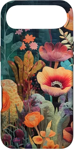 Vista 27 de iPhone 16 Flores coloridas en funda de edredón óptica, flores