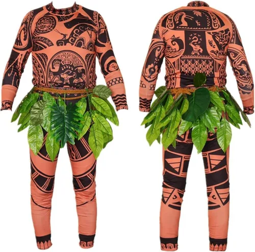 Vista 2 de Camisetas de tatuaje Pantalones Adultos Hombres y Mujeres Cosplay Trajes Ropa con Faldas de Hoja
