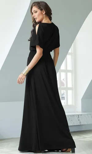 Vista 4 de KOH KOH Vestido largo de cóctel elegante con mangas divididas para mujer