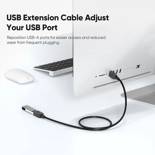 Vista 4 de Paquete de 2 cables de extensión USB 3.0, cable extensor USB 3.0 de transferencia de datos de 5 Gbps y carga rápida de 18 W, cables tipo A macho a