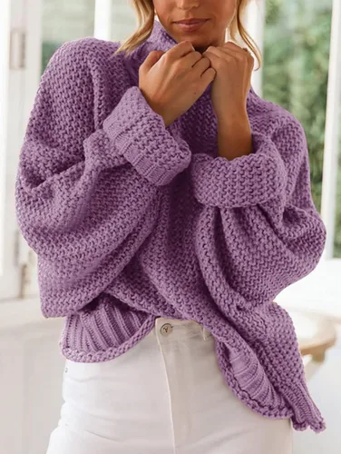 Vista 8 de ZESICA Women's 2023 Turtleneck Batwing Sleeve Loose Oversized Chunky Knitted Pullover Sweater Jumper Tops