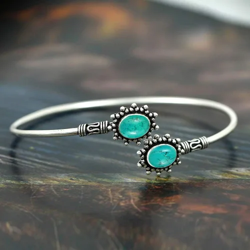 Vista 7 de Natural ojo de tigre malaquita piedra lunar brazalete 0.276x0.354in forma ovalada piedra preciosa 925 plata superposición brazalete hecho a mano