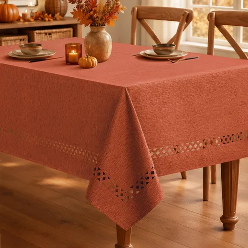 Vista 19 de MIULEE Army Green Rectangle Tablecloth with Decorative Cutouts 60x84 Inch Waterproof Stain Resistant & Shrink-Proof Table Cloth, Farmhouse
