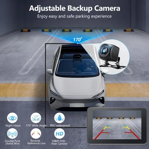 Vista 3 de Carplay - Pantalla para coche con Apple CarPlay/Android Auto, estéreo inalámbrico de 7 pulgadas, pantalla táctil portátil para auto con Bluetooth