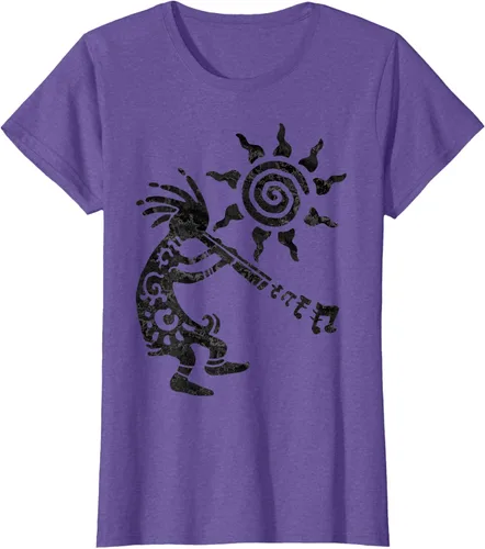 Vista 21 de Native American Kokopelli Musican With Flute 2 - Camiseta divertida para fanáticos, Blanco, S