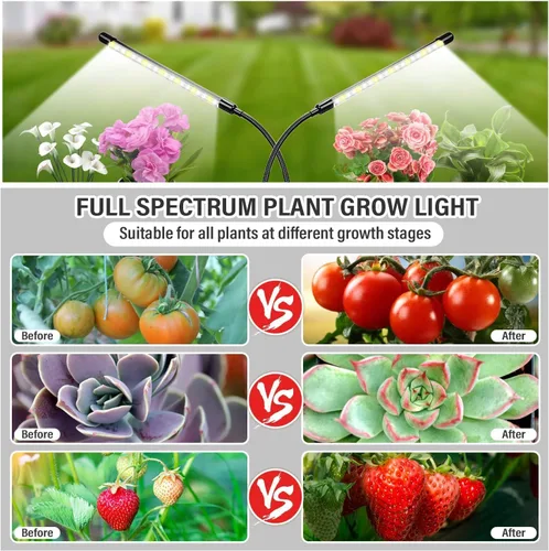Vista 4 de bseah Luces de crecimiento para plantas de interior, lámpara de crecimiento con clip de espectro completo, temporizador de encendido y apagado