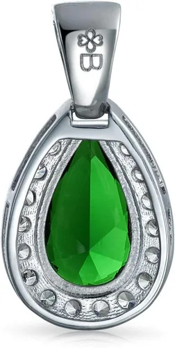 Vista 2 de Joyería clásica nupcial con forma de pera grande de 24 x 15 pulgadas, halo de lágrima solitaria AAA, 15 quilates de circonita cúbica, collar