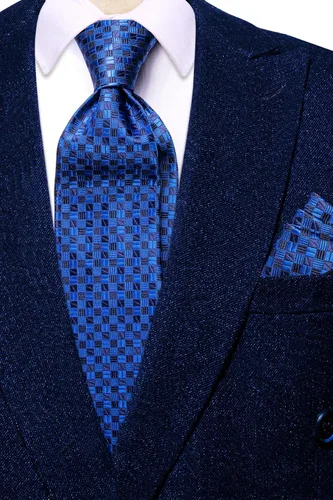 Vista 34 de Hi-Tie Corbata clásica de cachemira para hombre con pañuelo y gemelos a cuadros