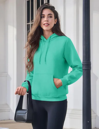 Vista 55 de MAGCOMSEN Sudaderas con capucha para mujer, con forro de sherpa, de vellón, para invierno, cálido, pesado, de algodón, con bolsillo