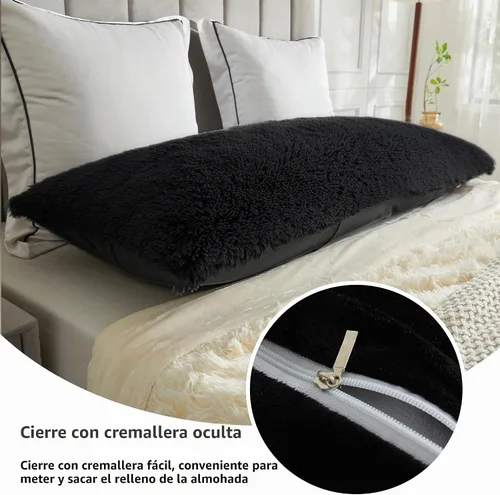 Vista 6 de LIFEREVO Funda de almohada corporal de pelo sintético desgrenado, funda de almohada lumbar súper suave y de pelo sintético para sofá o cama, funda