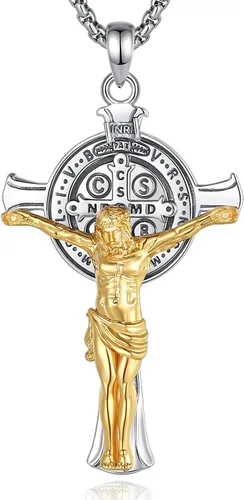 Vista 11 de Vito Collares de Santos de Plata de Ley 925 para Mujeres y Hombres, Colgante de San Miguel/Crucifijo/Caravaca/San Judas/Virgen María, Medalla