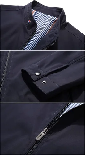 Vista 7 de HaoMay Chaquetas ligeras con cremallera completa para hombre