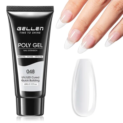Vista 13 de GELLEN Natural Nude - Gel constructor de extensión de uñas de poligel, sin hema, TPO y TMPTA, 2.16 onzas 017 para engrosamiento de uñas de larga
