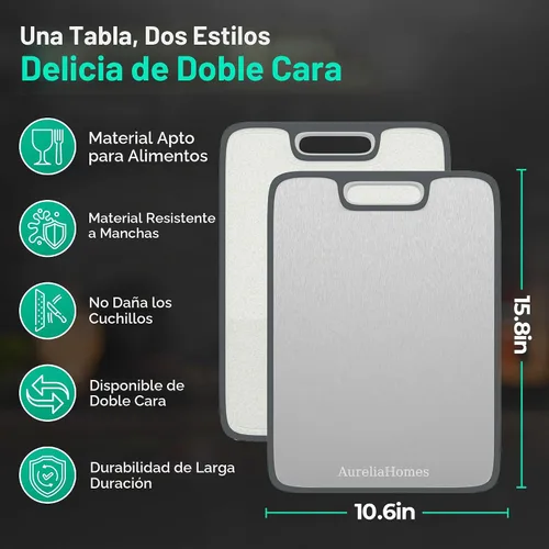 Vista 7 de Tabla de cortar de titanio de 16 x 11 pulgadas, tablas de cortar de doble cara, no tóxicas, tablas de cortar de titanio para cocina, ideal