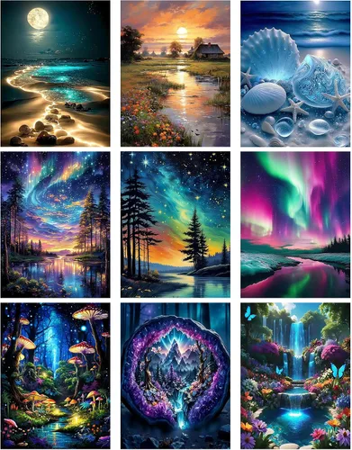 Vista 10 de Meothan - Paquete de 12 kits de arte de diamantes 5D para adultos, de animales, cristales redondos, para regalo o para decoración del hogar de 12 x