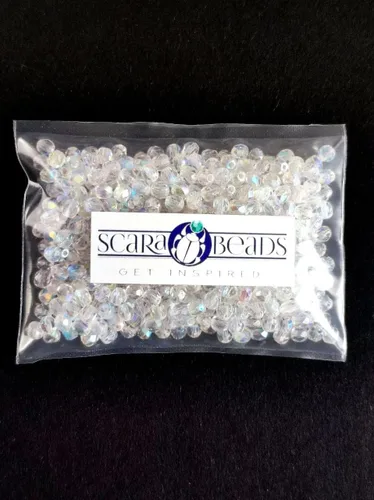 Vista 7 de SCARA Beads 1.8 oz (1.76 oz, cca 600pcs) Cuentas de vidrio checo facetadas redondas 0.157 in Crystal AB