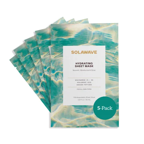 Vista 8 de Solawave Mascarilla hidratante en lámina, antienvejecimiento con niacinamida, mascarilla hidratante con ácido hialurónico, mascarillas faciales