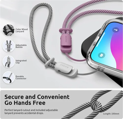 Vista 4 de SURPHY Funda diseñada para iPhone 15 Plus con protector de pantalla y cordón, correa de teléfono y funda de silicona líquida para teléfono