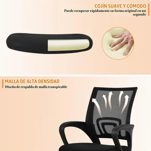 Vista 4 de Silla de malla para computadora, silla de oficina en casa, silla de escritorio ergonómica con soporte lumbar y reposabrazos, silla de trabajo