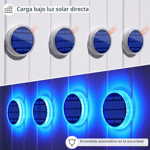 Vista 2 de Luces solares para cubierta al aire libre, impermeables, luces de paso al aire libre, panel solar, luces solares ABS anti-presión, luces solares Azul