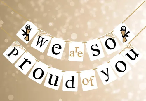 Vista 2 de [USA-SALES] pancarta de graduación "We are so Proud of You", decoración para fiestas de graduación, por USA-SALES