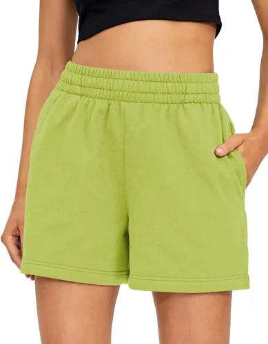 Vista 12 de AUTOMET Pantalones cortos deportivos para mujer, estilo casual, con cordón, cómodos, elásticos, de cintura alta, con bolsillos