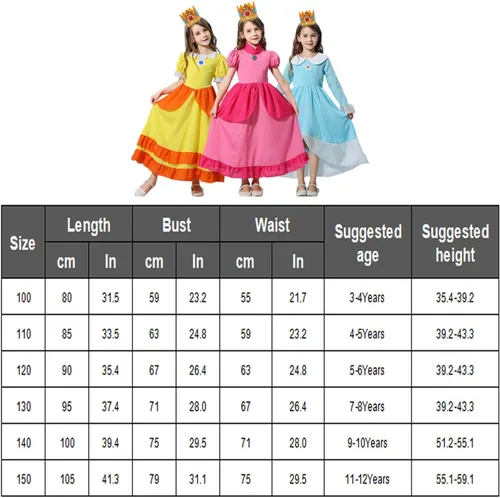 Vista 2 de LOEL Disfraz de melocotón de príncipes para niñas, disfraz de princesa melocotón para niña, disfraz de Hawlloween con accesorios