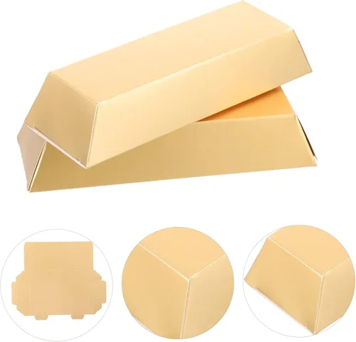 Vista 7 de 24 piezas Goldfarbene Geschenkbox en Ziegelform, Casino-Partygeschenke, dekorative Süßigkeiten-Hülle, Metall-Gold-Dekor, Süßigkeiten-Dekor, Goldene