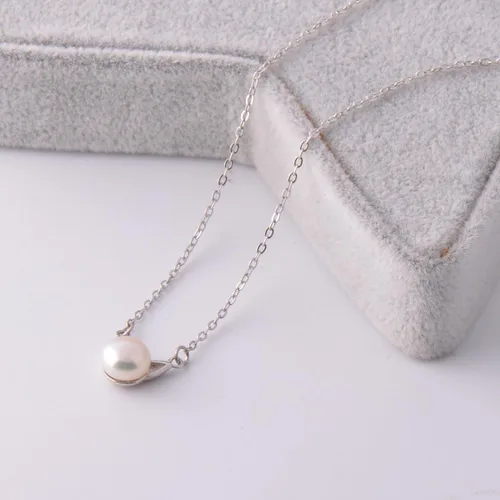Vista 3 de Paialco Collar con colgante de gatito de plata esterlina con perlas de agua dulce cultivadas, Perla