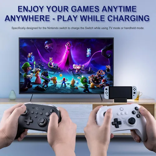 Vista 6 de Estación de acoplamiento de TV para Nintendo SwitchNintendo Switch modelo OLED, base de conmutación 6 en 1 con HDMI 2.0, Ethernet de 100 Mbps, 2