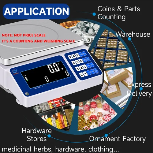 Vista 6 de Básculas de peso de conteo de inventario de laboratorio, 15kg/33lb y 0.5g/0.0011lb Precisión Piezas electrónicas Material de monedas, Banco