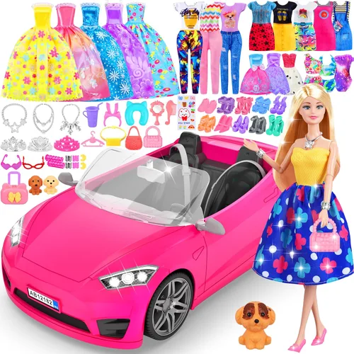 Vista 9 de 342 piezas de ropa y accesorios para muñecas con muñeca, vestidos de princesa, vestidos de moda, parte superior, pantalones, trajes de baño