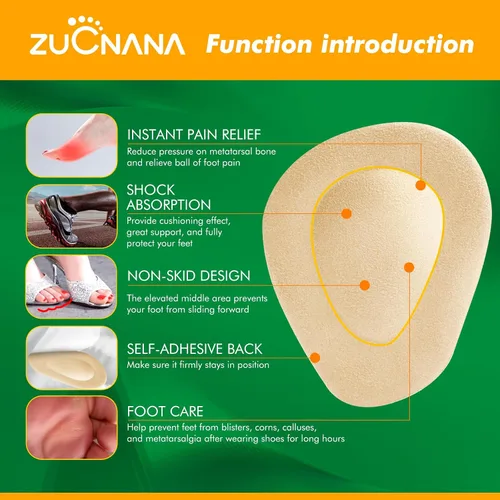 Vista 2 de ZUCNANA Almohadillas Metatarsianas para Mujeres, Cojines para la Planta del Pie para Tacones, Almohadillas de Gel Suaves para los Pies