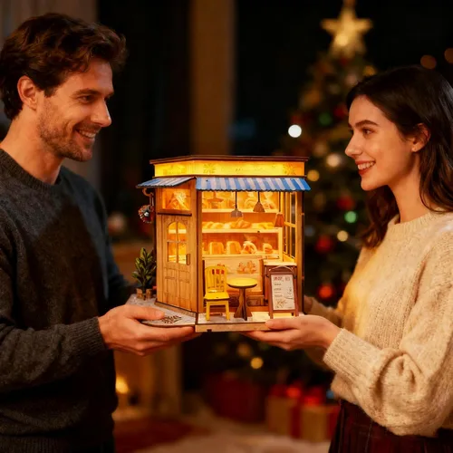 Vista 3 de Kit de bricolaje para rincón de libros en miniatura - Kit de casa de muñecas con iluminación LED para adultos y adolescentes, rincón de libros